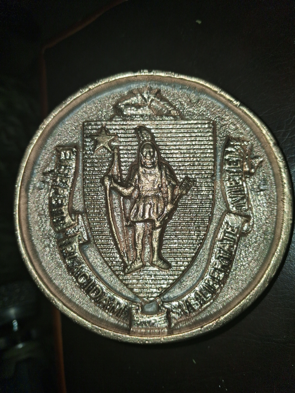 Massachusetts bronze plaque or state seal